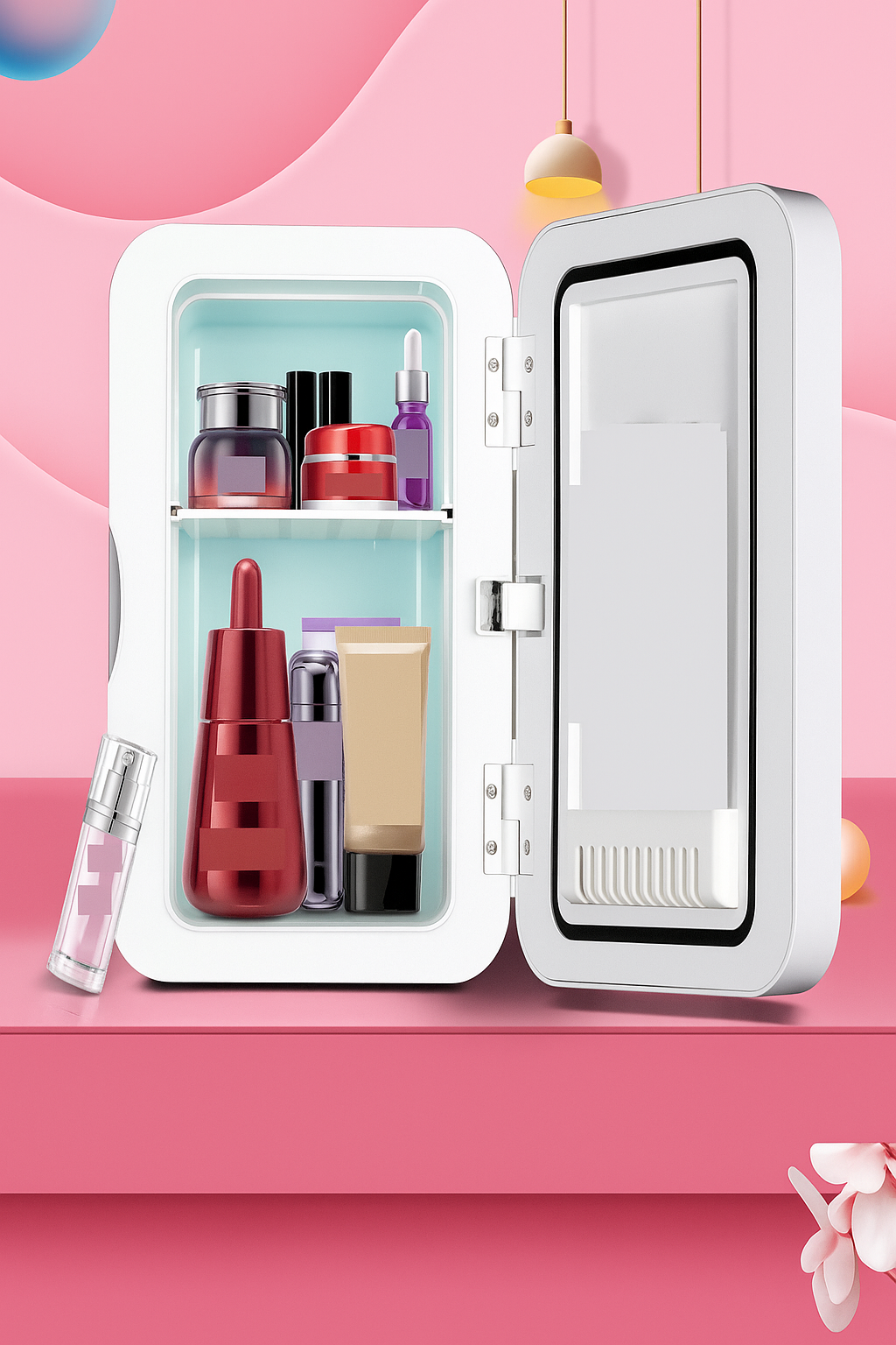 Mini Nevera De Maquillaje Con Espejo Led